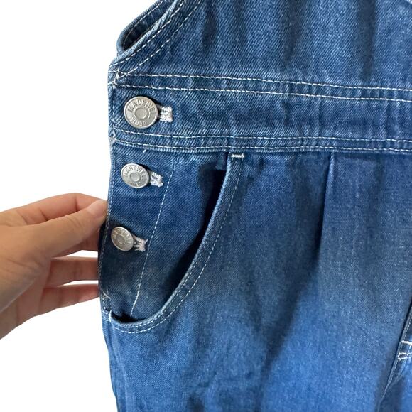 Madewell Overall Women 14 Blue Medium Wash Denim Super Wide-Leg Casual - Picture 9 of 12